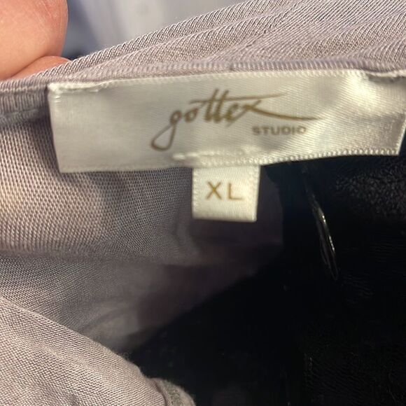 Gottex maxi dress longline grey/white shirtdress /sheath euc xl plus size - Picture 8 of 9